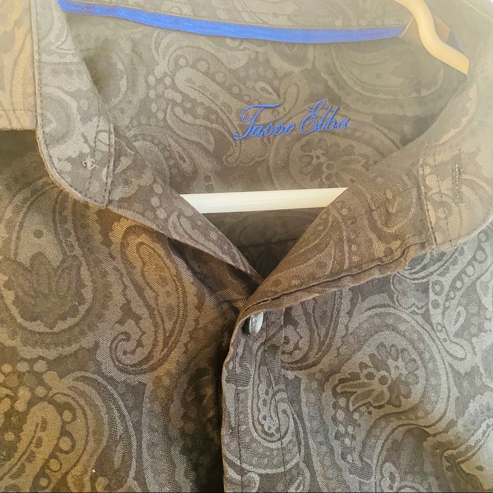 Tessa Elba Black Paisley Dress Shirt